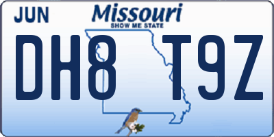 MO license plate DH8T9Z