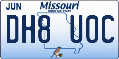 MO license plate DH8U0C