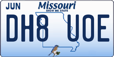 MO license plate DH8U0E