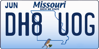 MO license plate DH8U0G
