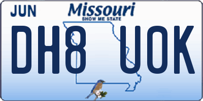 MO license plate DH8U0K