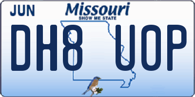 MO license plate DH8U0P