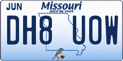 MO license plate DH8U0W