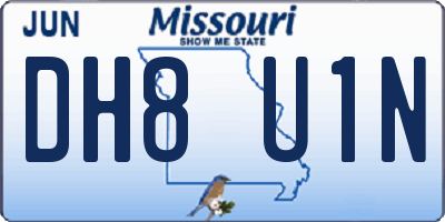 MO license plate DH8U1N