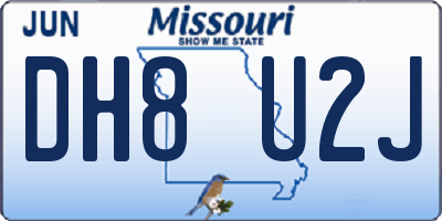 MO license plate DH8U2J