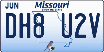 MO license plate DH8U2V