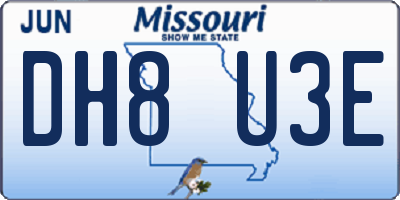 MO license plate DH8U3E