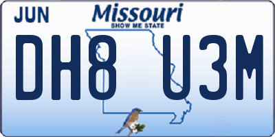 MO license plate DH8U3M