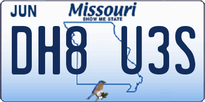 MO license plate DH8U3S
