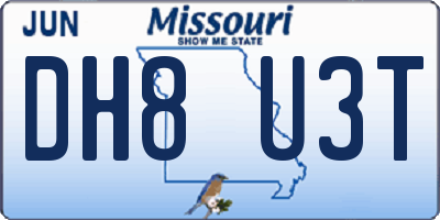 MO license plate DH8U3T