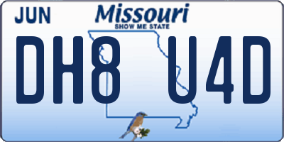 MO license plate DH8U4D