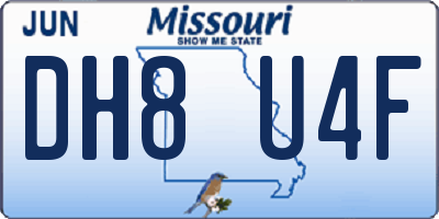MO license plate DH8U4F