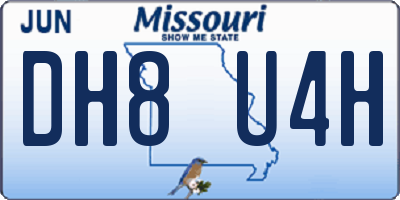 MO license plate DH8U4H