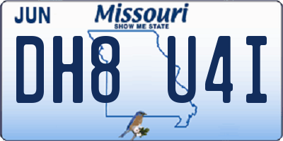 MO license plate DH8U4I