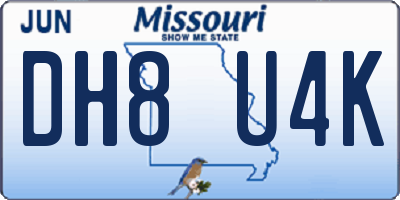 MO license plate DH8U4K