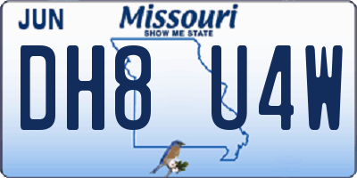 MO license plate DH8U4W