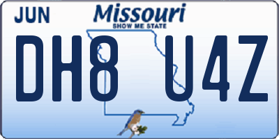 MO license plate DH8U4Z