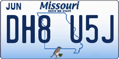 MO license plate DH8U5J