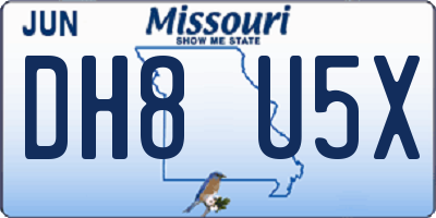 MO license plate DH8U5X