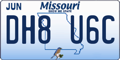 MO license plate DH8U6C