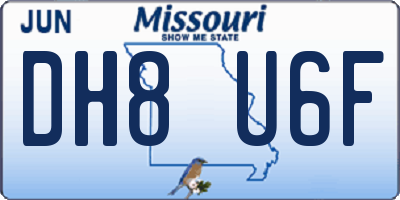 MO license plate DH8U6F