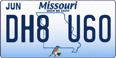 MO license plate DH8U6O