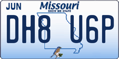 MO license plate DH8U6P