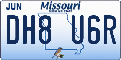 MO license plate DH8U6R