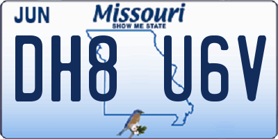 MO license plate DH8U6V