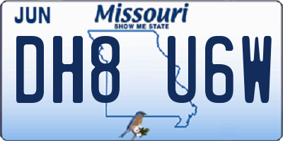 MO license plate DH8U6W