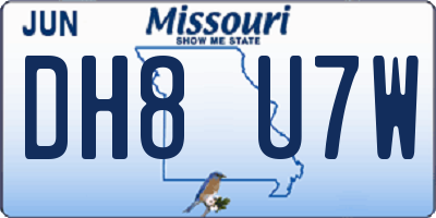 MO license plate DH8U7W