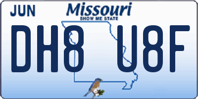 MO license plate DH8U8F