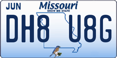 MO license plate DH8U8G