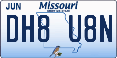 MO license plate DH8U8N