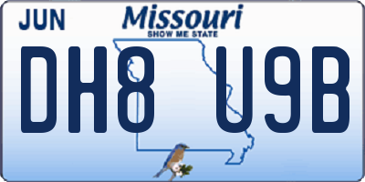 MO license plate DH8U9B