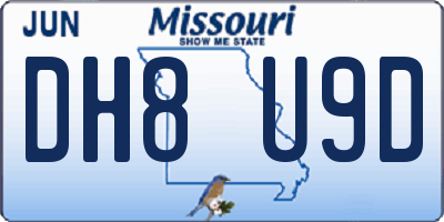 MO license plate DH8U9D
