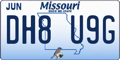 MO license plate DH8U9G