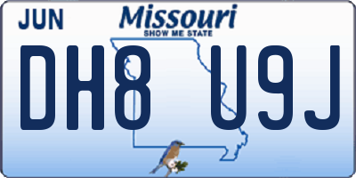 MO license plate DH8U9J