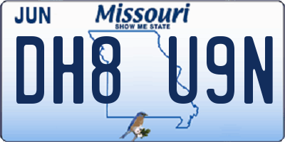 MO license plate DH8U9N