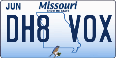 MO license plate DH8V0X