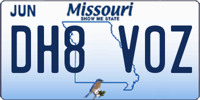 MO license plate DH8V0Z