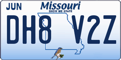 MO license plate DH8V2Z
