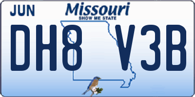 MO license plate DH8V3B