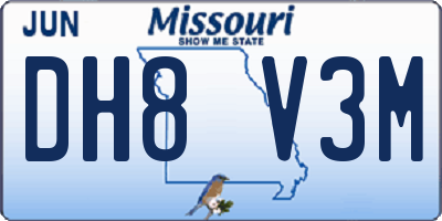 MO license plate DH8V3M