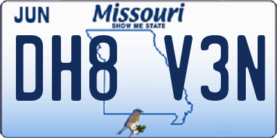 MO license plate DH8V3N