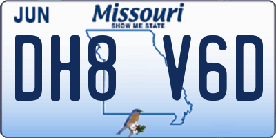 MO license plate DH8V6D