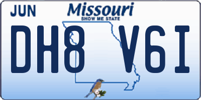 MO license plate DH8V6I