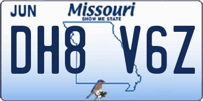 MO license plate DH8V6Z
