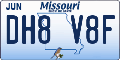 MO license plate DH8V8F