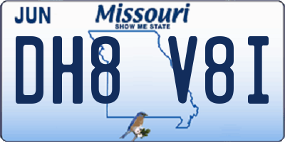 MO license plate DH8V8I